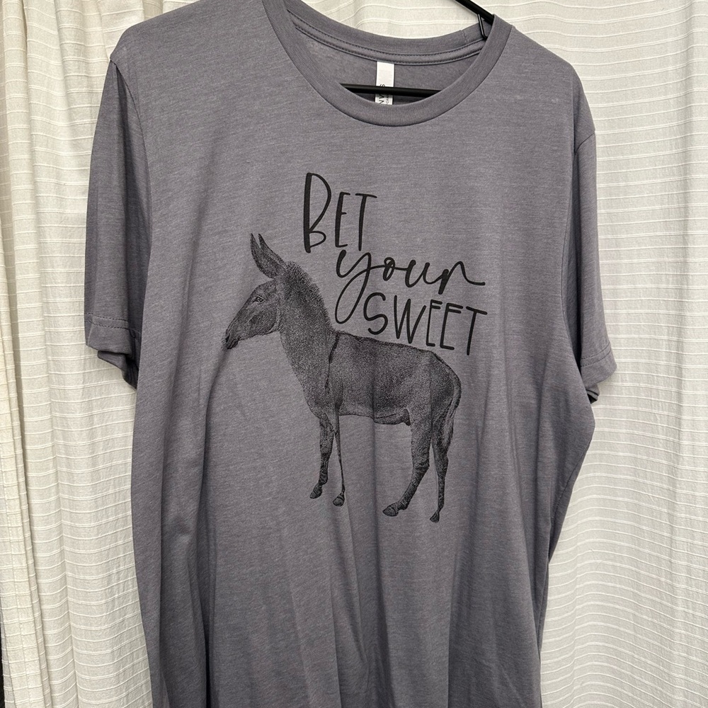 Gray Graphic Tee with Donkey Print